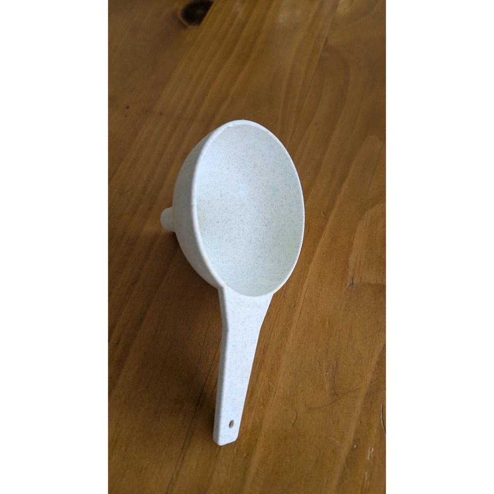 Vintage Tupperware Speckled Granite White Blue Funnel Long Handle 6 Inch 1624